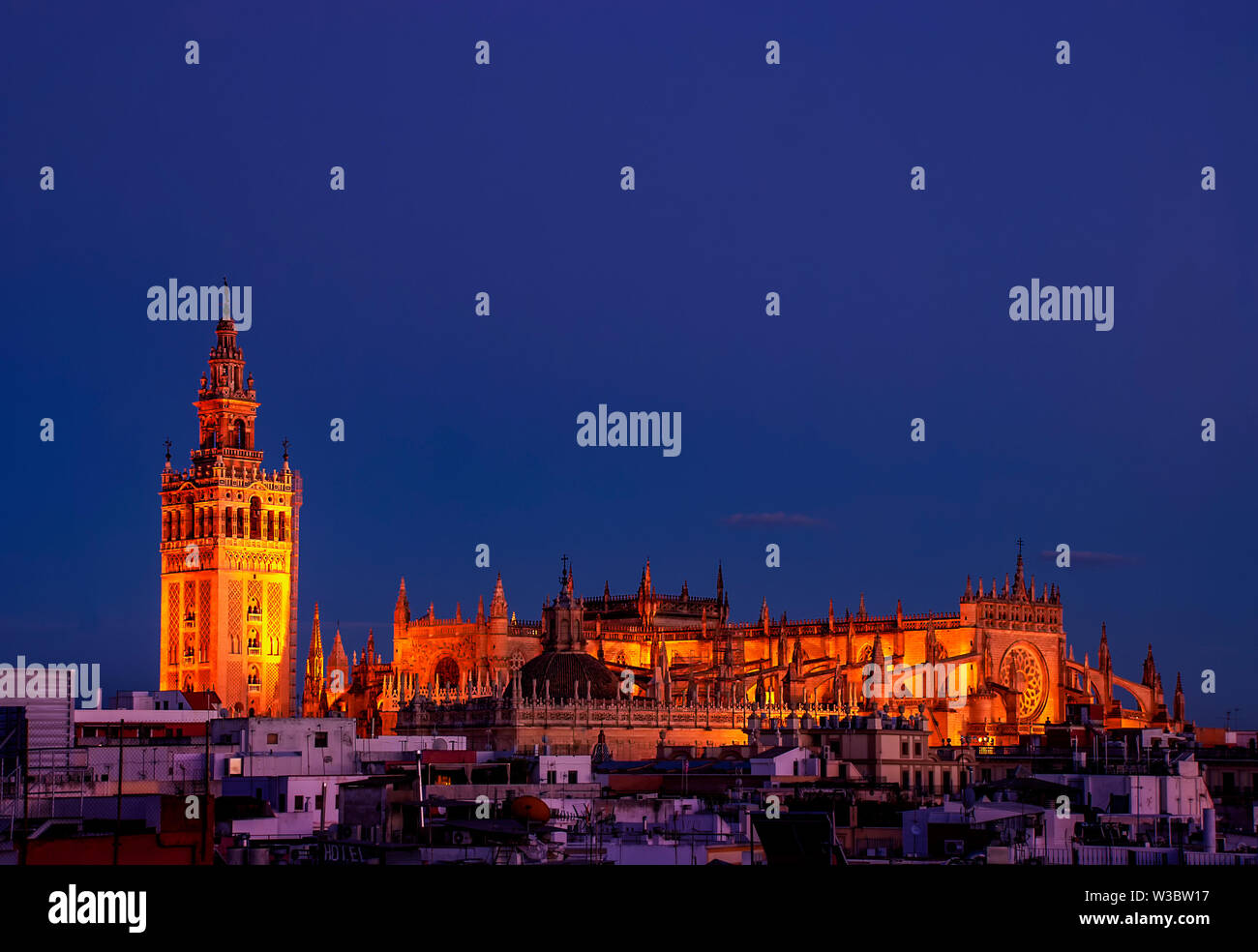 Seville cathedral illuminated night gothic hi-res stock photography and ...
