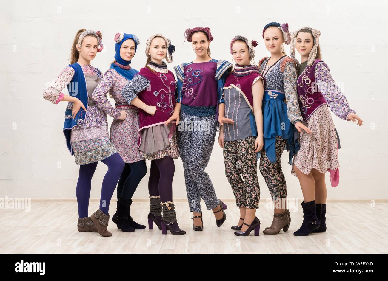 Girls in original costumes isolated portrait Stock Photo - Alamy