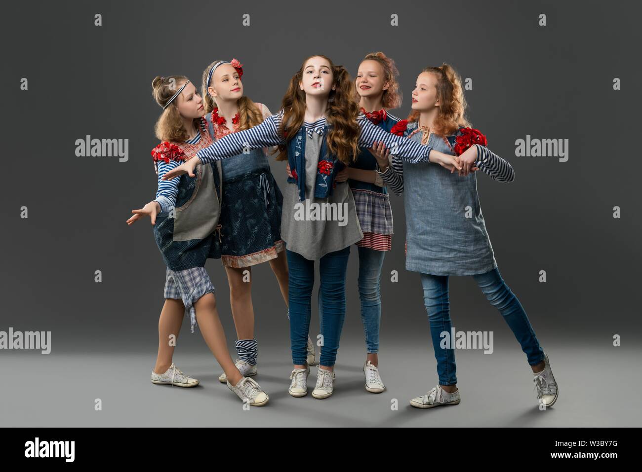 Pretty girls in original style costumes portrait Stock Photo - Alamy