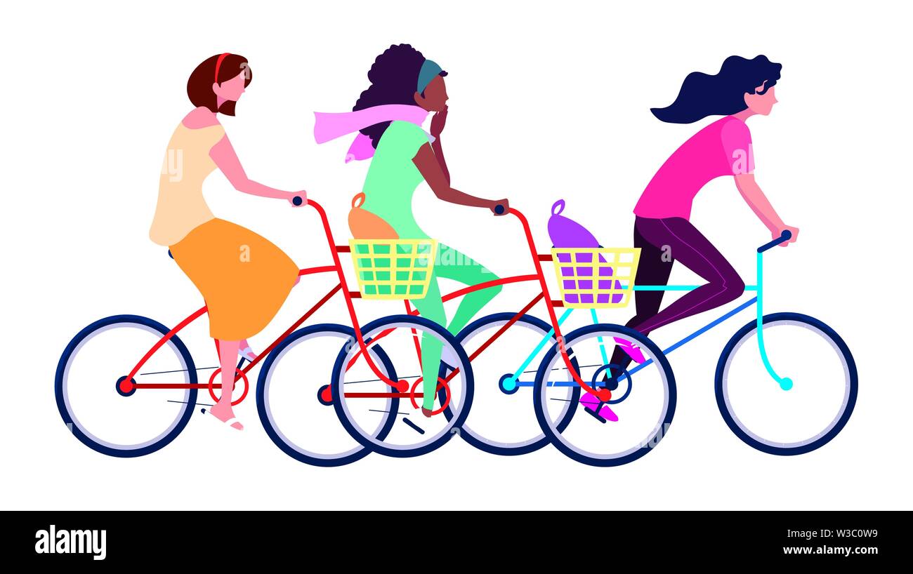 people group riding bicycle activity white background vector ...