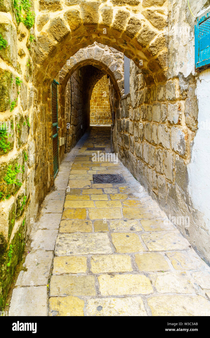 View of an alley in the old city of Acre (Akko), Israel Stock Photo