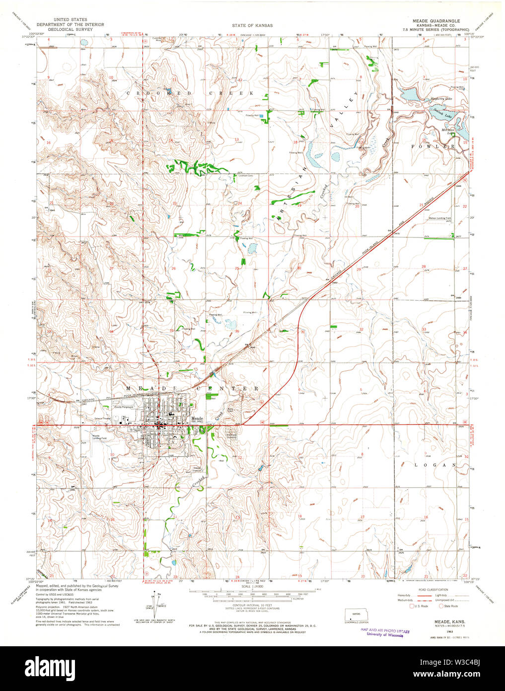 USGS TOPO Map Kansas KS Meade 511993 1963 24000 Restoration Stock Photo Alamy