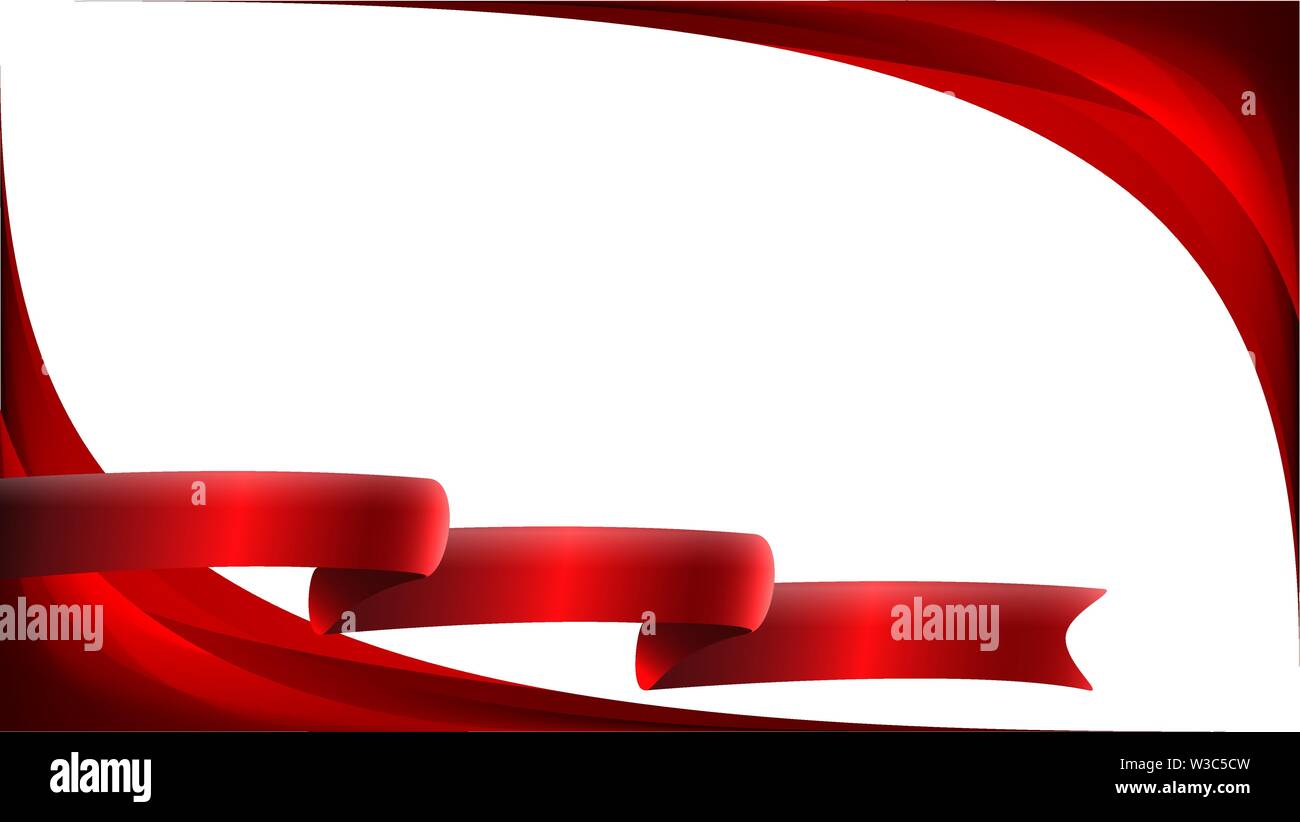 Abstract background with bright, red ribbon. Vector illustration Stock