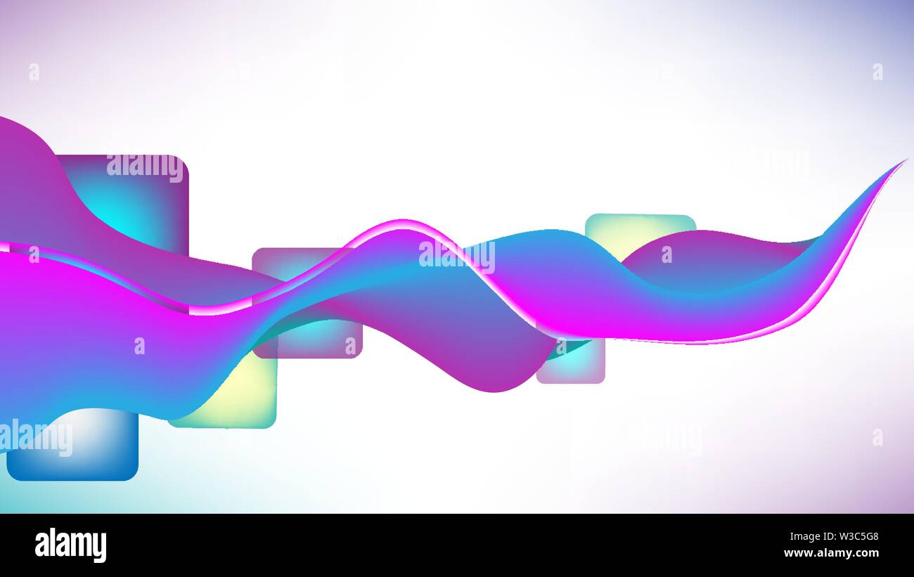 blue and violet wavy lines with squares Stock Vector