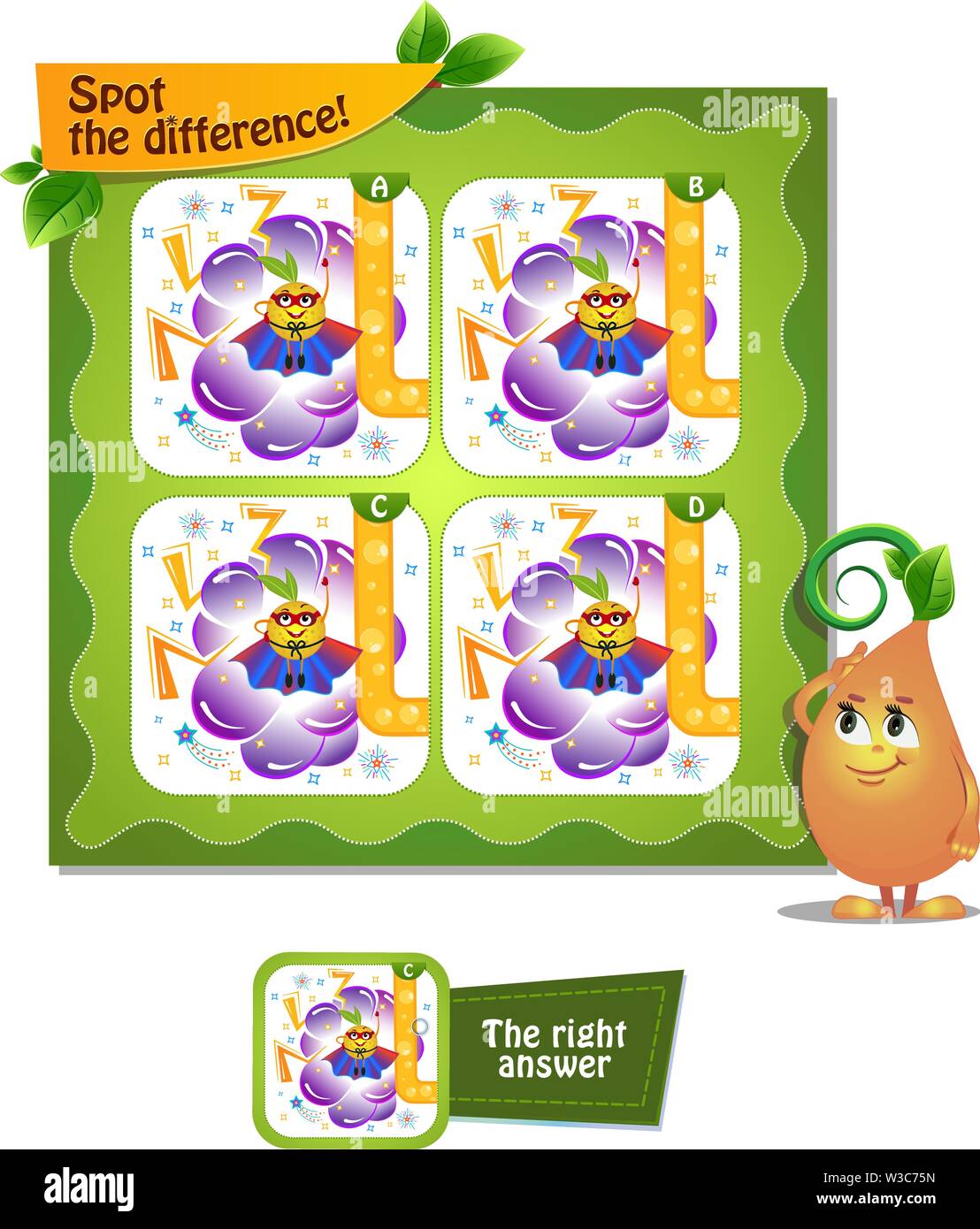 visual game for children and adults. Task game spot the difference ...