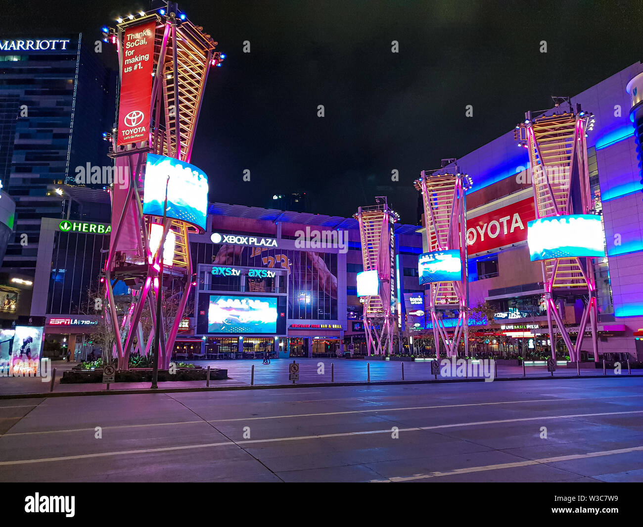 Microsoft Plaza at Staples Center Los Angeles - LOS ANGELES, USA - MARCH 18, 2019 Stock Photo