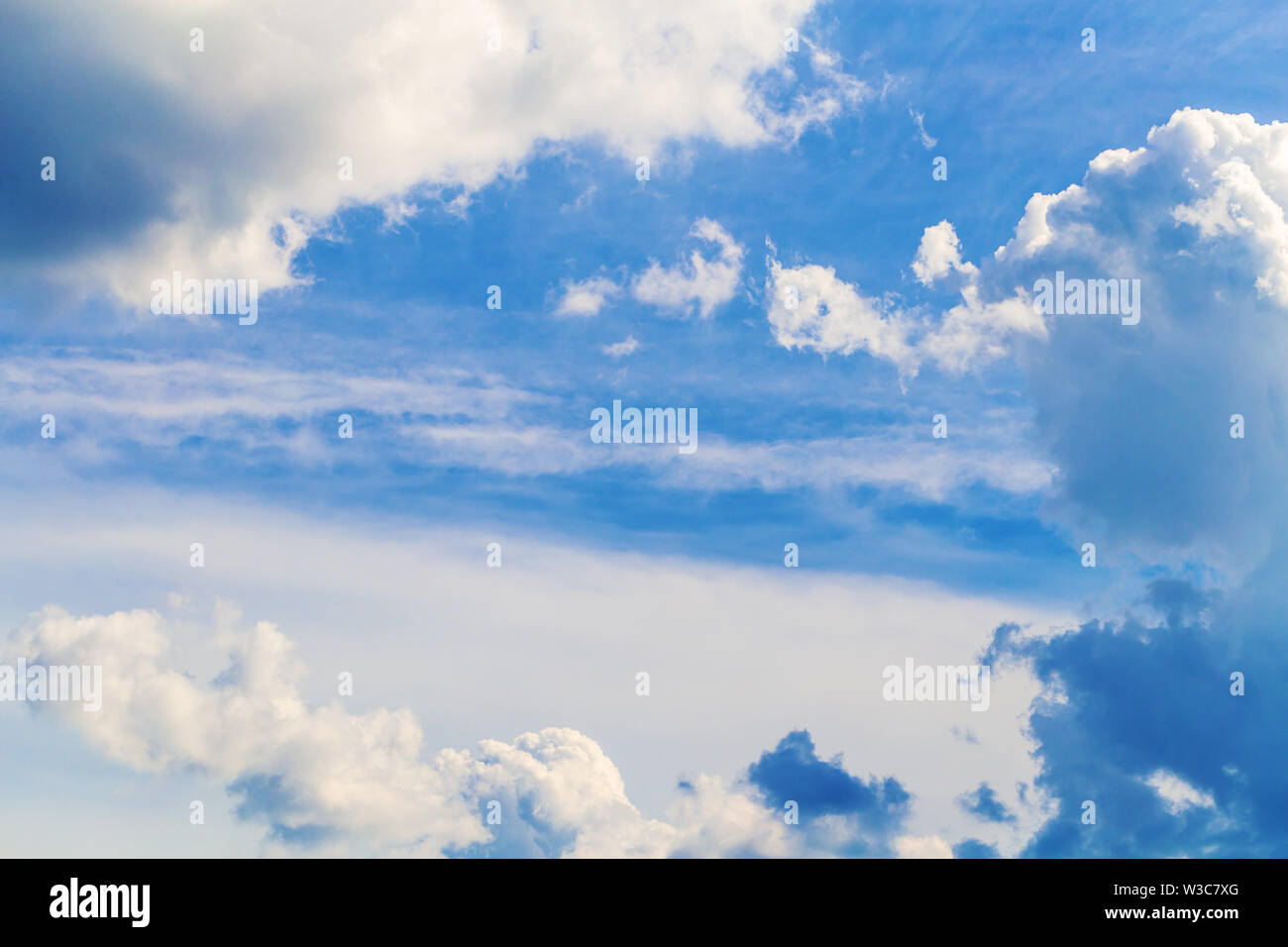 Sky background with cumulus humilis clouds Stock Photo