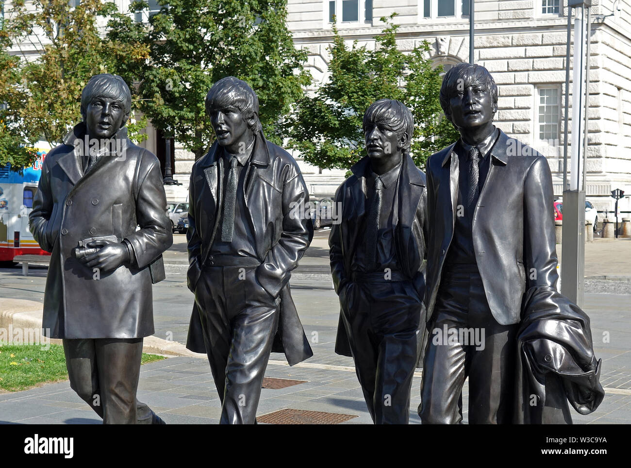 statue of the beatles in liverpool, england, britain, uk. Stock Photo
