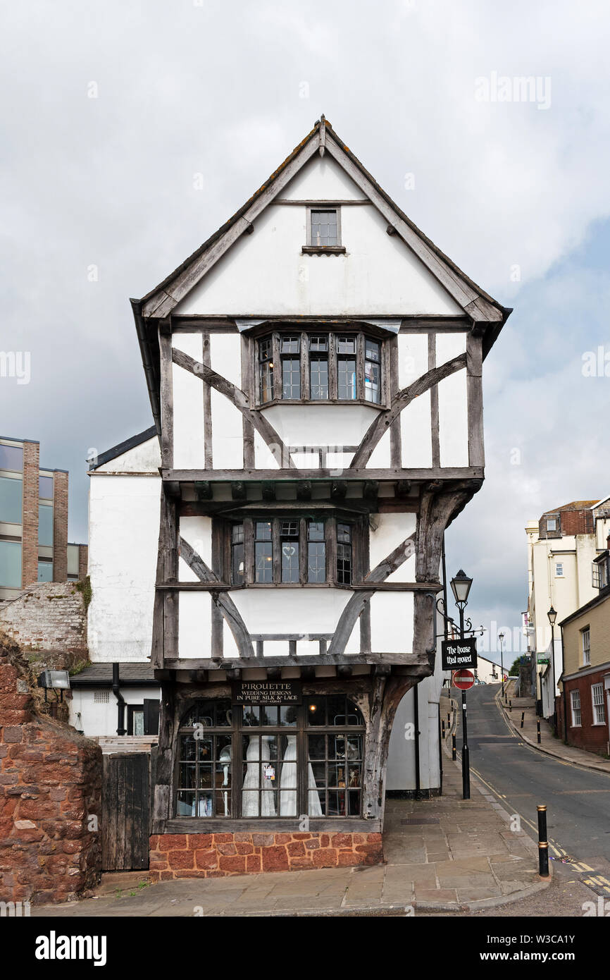 the historic 15 century house that moved in exeter, devon, england, britain, uk. Stock Photo