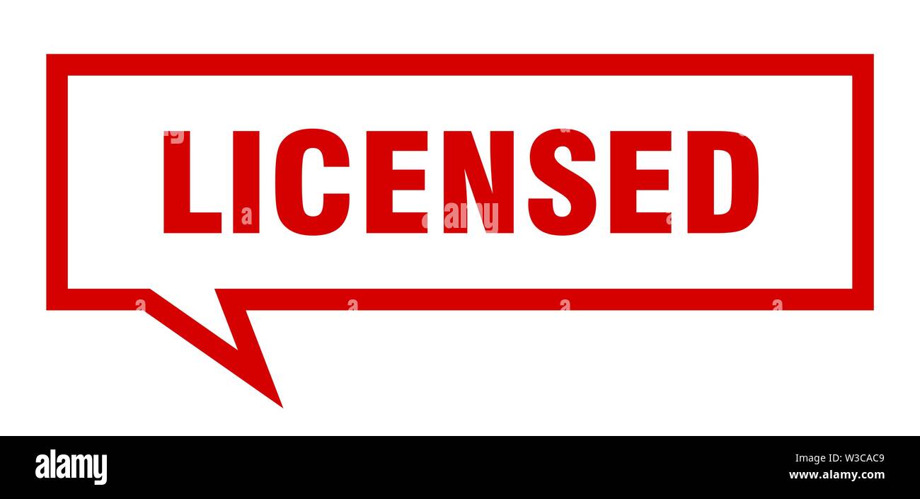 licensed sign. licensed square speech bubble. licensed Stock Vector