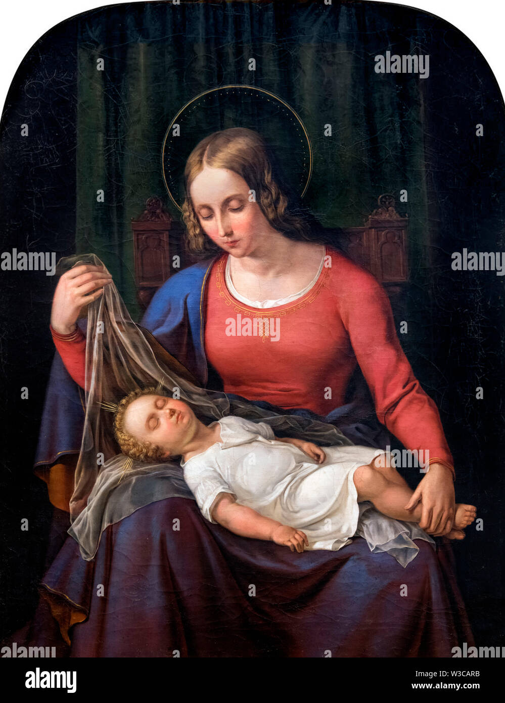 Madonna and Child by Alexander Schramm (1813 – 1864), oil on canvas, 1851 Stock Photo