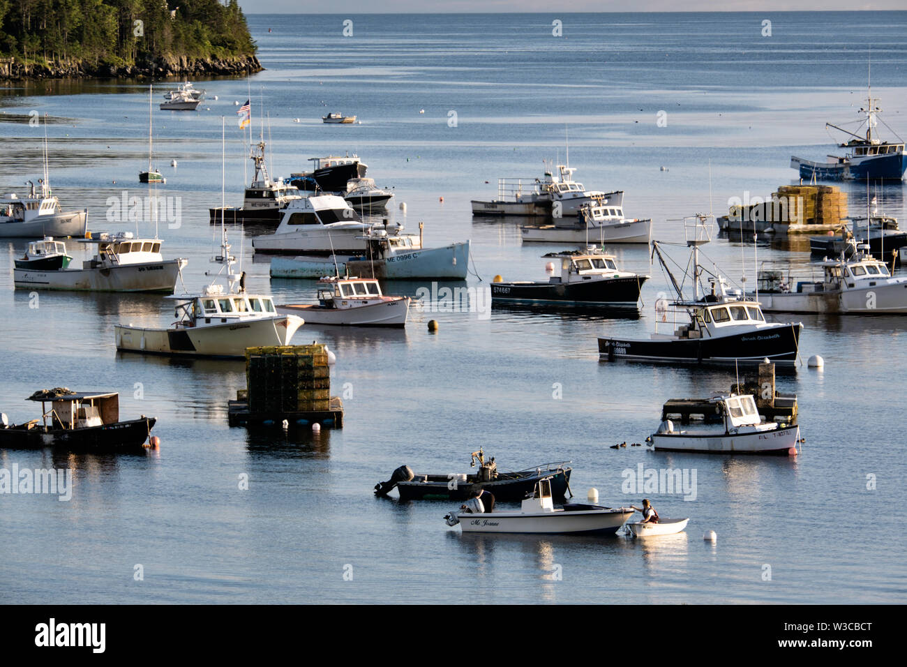 Lobster fishing boats moored in Mackerel Cove, Bailey Island on a