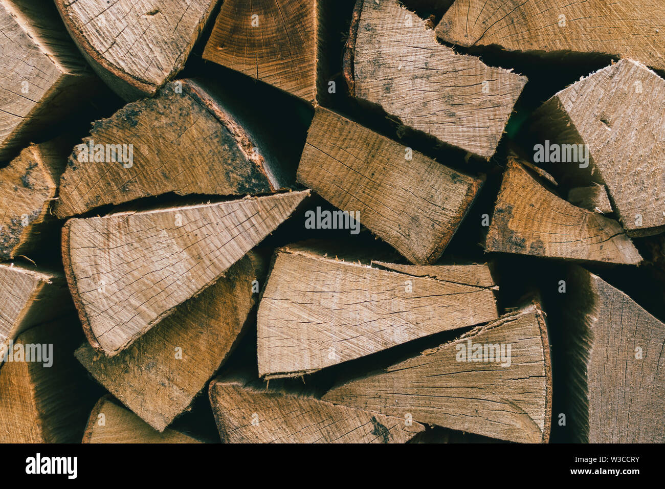 Stacked Beech tree firewood Stock Photo