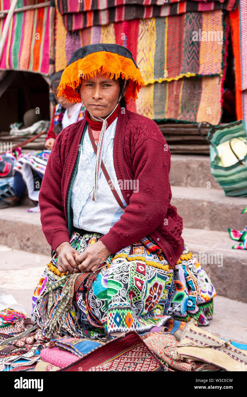 Portrait of local market seller in Peru Stock Photo