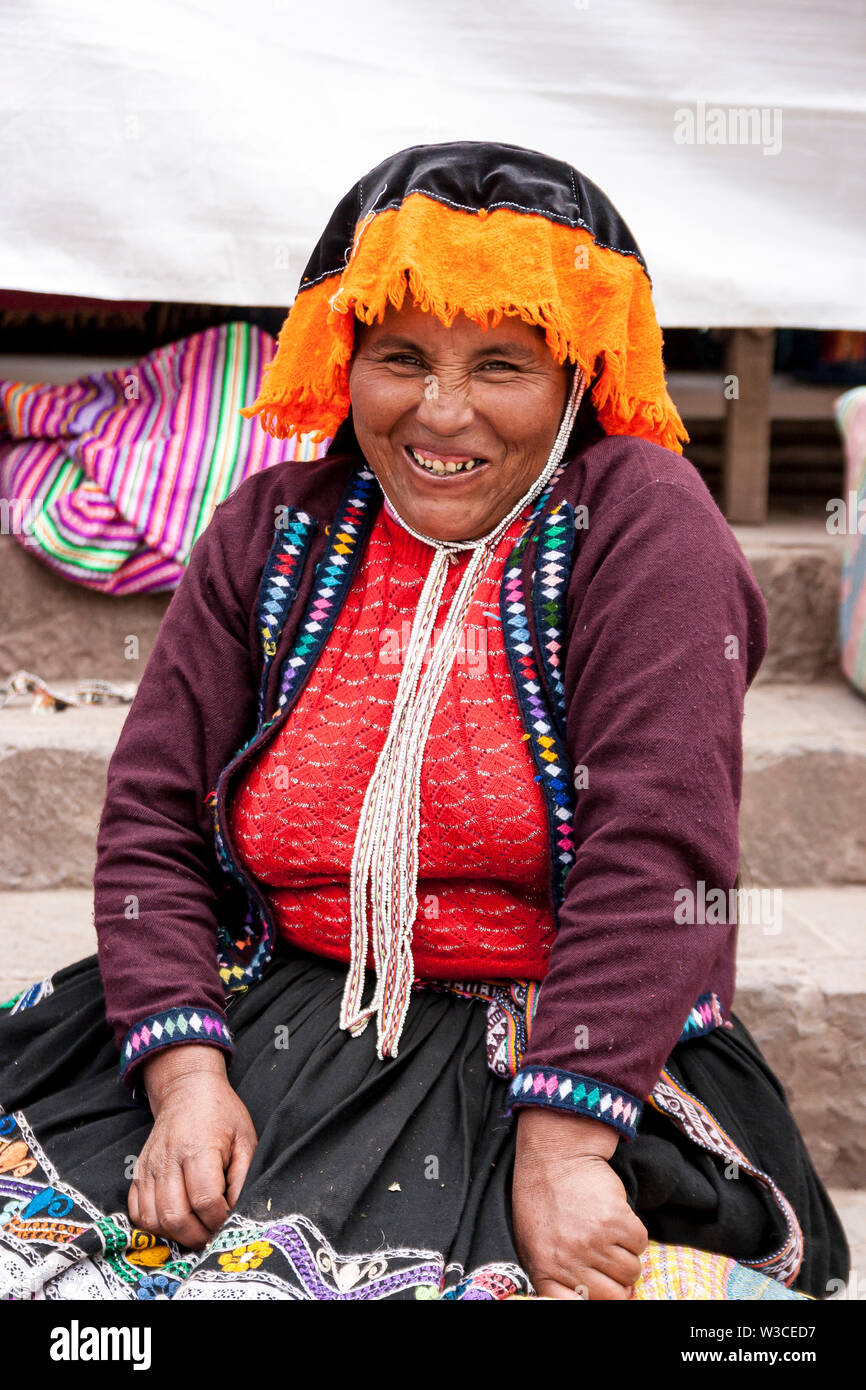 Portrait of local market seller in Peru Stock Photo