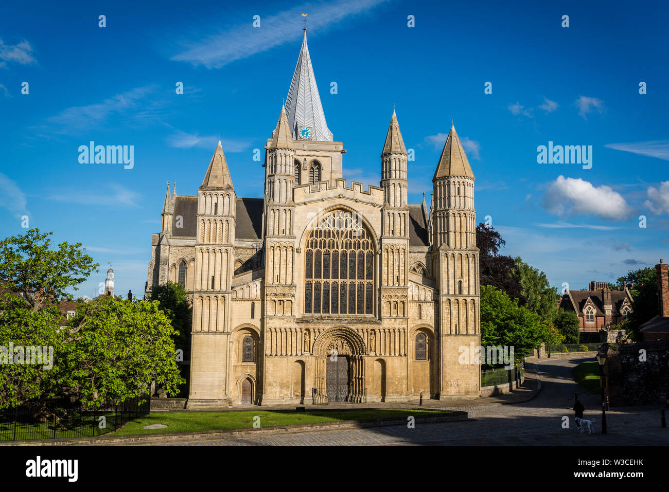 Magnificent main facade of the Rochester Cathedral, Kent, England, UK ...