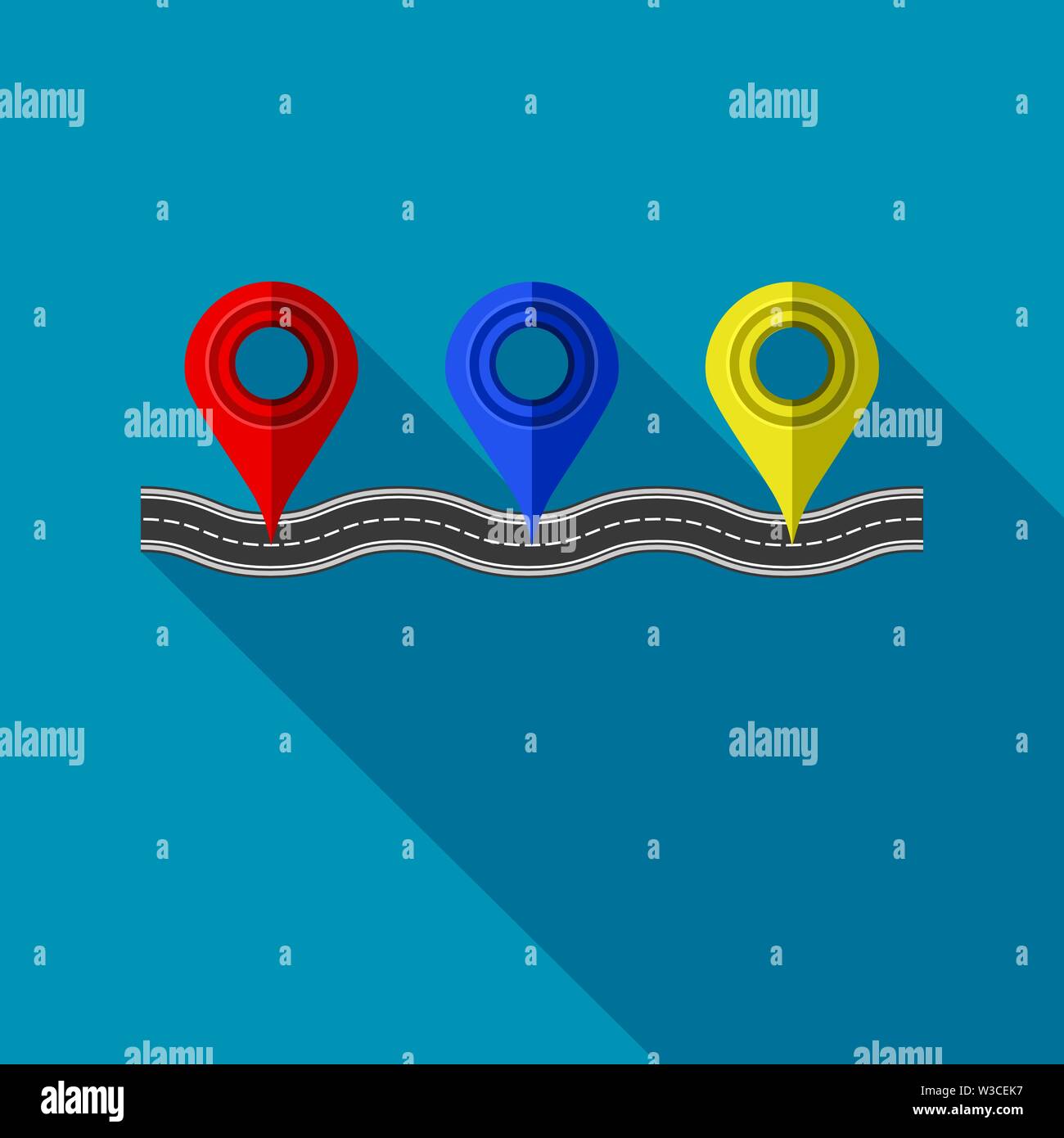 Road and Highway with Markers for City Map Creation. Path Design for ...