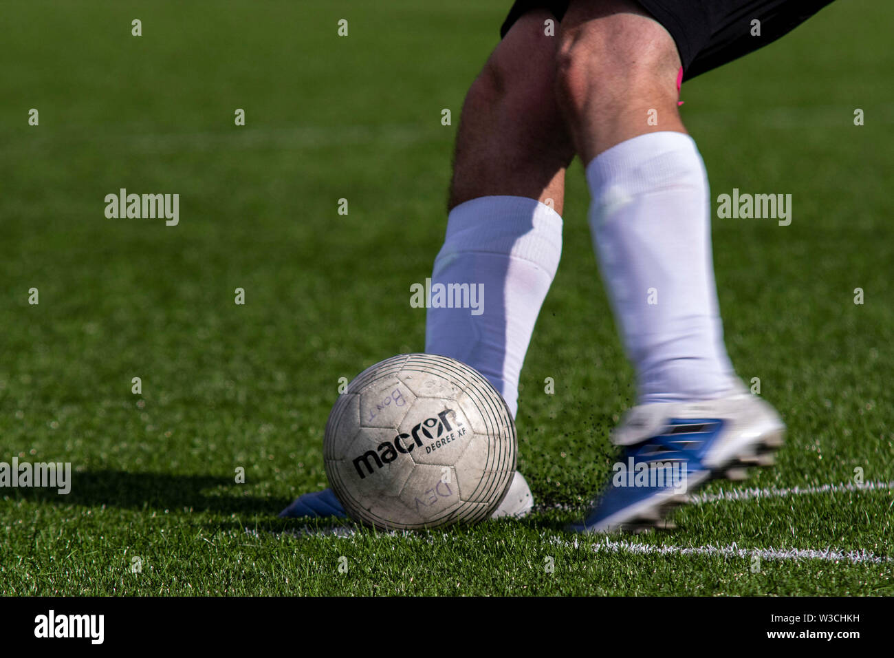 A Goalkeeper takes a goal kick at Penybont FC Stock Photo Alamy