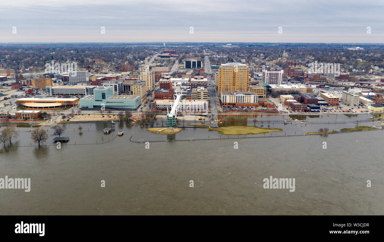 The flooding continues all across the Midwest and indeed here in Davenport in 2019 Stock Photo