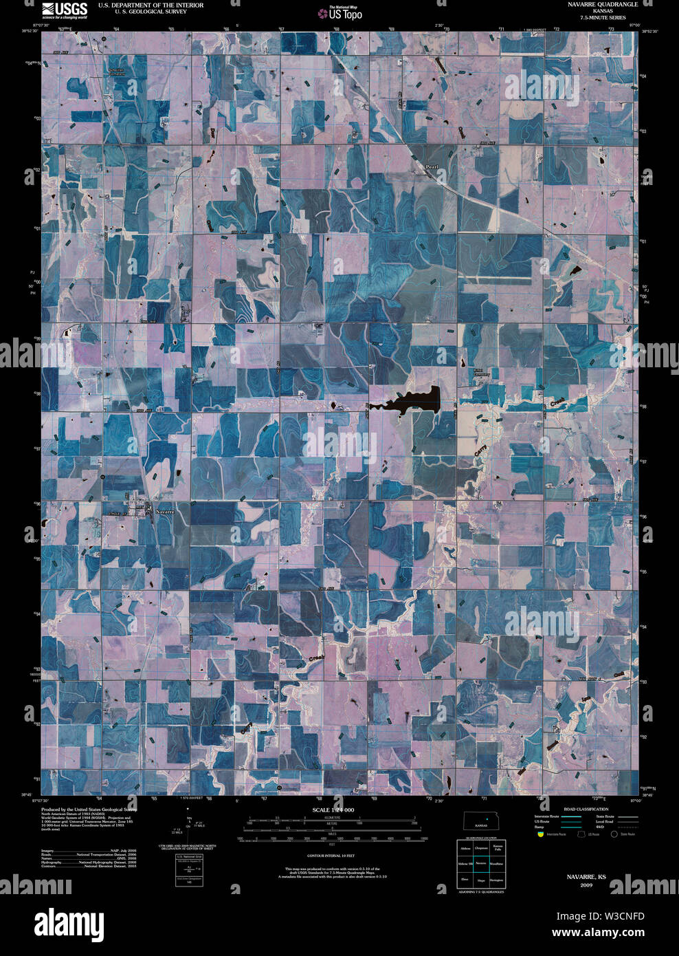 Usgs Topo Map Kansas Ks Navarre 20091101 Tm Inverted Restoration Stock 