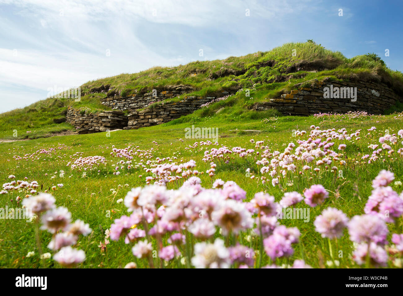 Tomb of the Eagles, burial mound, chambered cairn on South Ronaldsay, Orkneys, Scotland, UK. Stock Photo