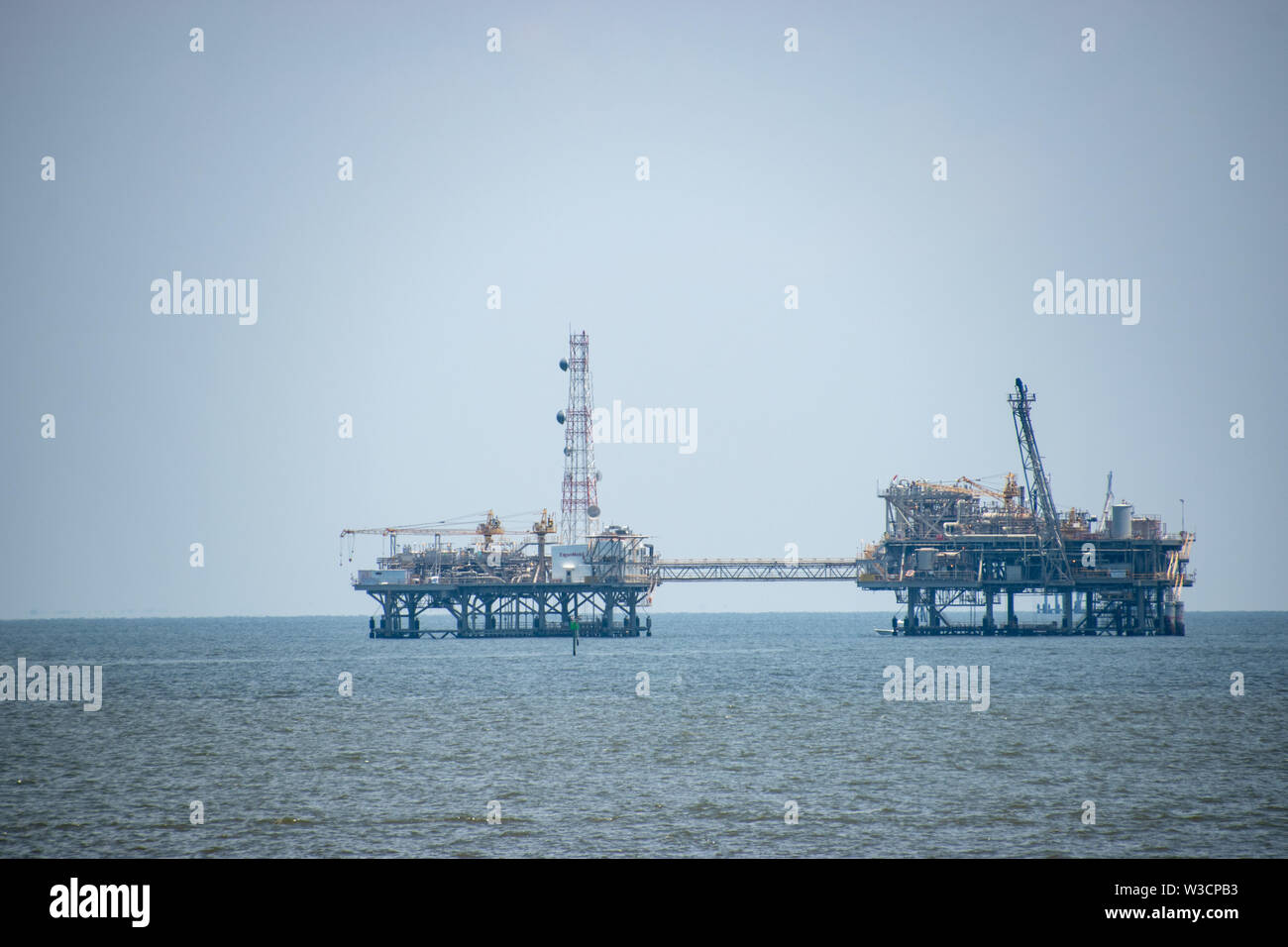 Two off shore drilling platform near Mobile bay and in the Gulf of Mexico Stock Photo