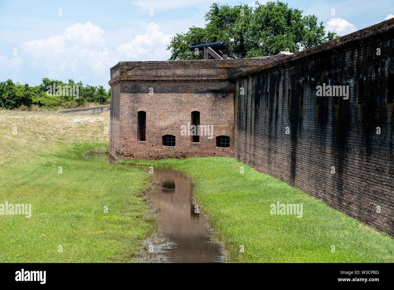 The walls of Fort Gains built to defend Mobile bay and was used in the Civil War Stock Photo