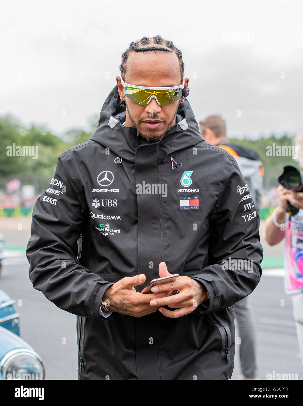 Towcester, United Kingdom. July, 2019. Lewis Hamilton of Mercedes in Drivers' Track Parade pior to todays Race Formula 1 Rolex British Grand Prix 2019 at Circuit on Sunday, July