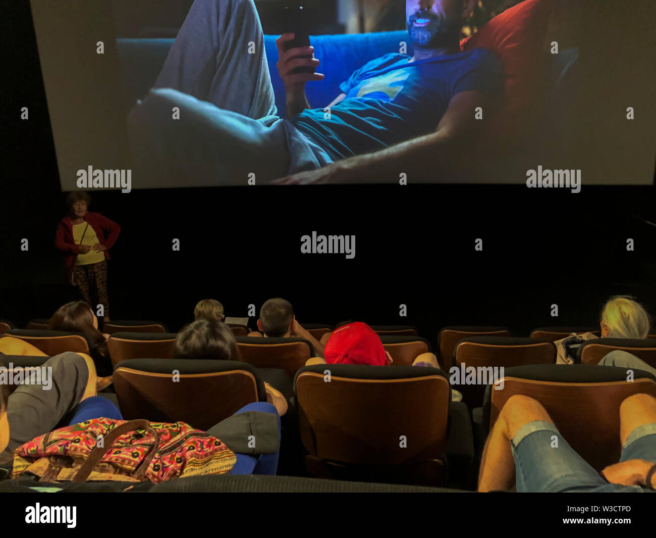 Paris, FRANCE, people at the movies  inside French Cinema, Movie Theater, interior UGC Les Halles, movie theater audience Stock Photo