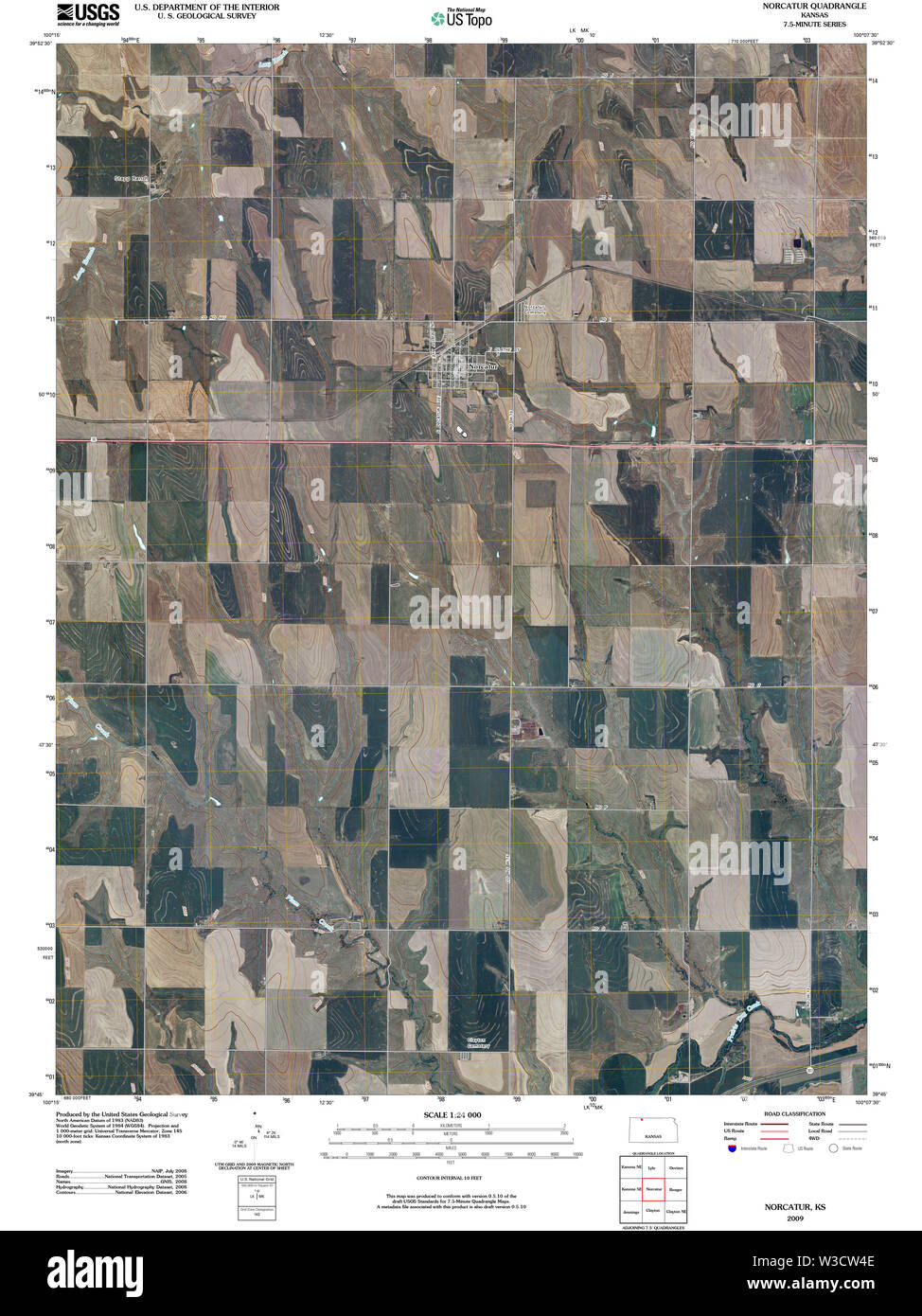 USGS TOPO Map Kansas KS Norcatur 20091130 TM Restoration Stock Photo
