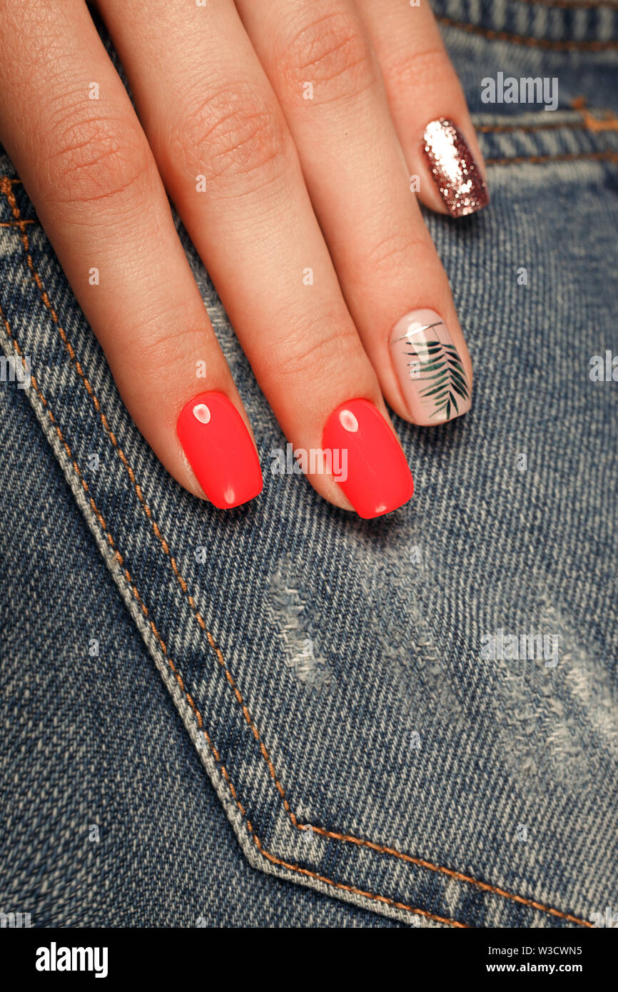 Neon Hitch Black, Red Nail Art, Studs, Triangles Nails | Steal Her Style