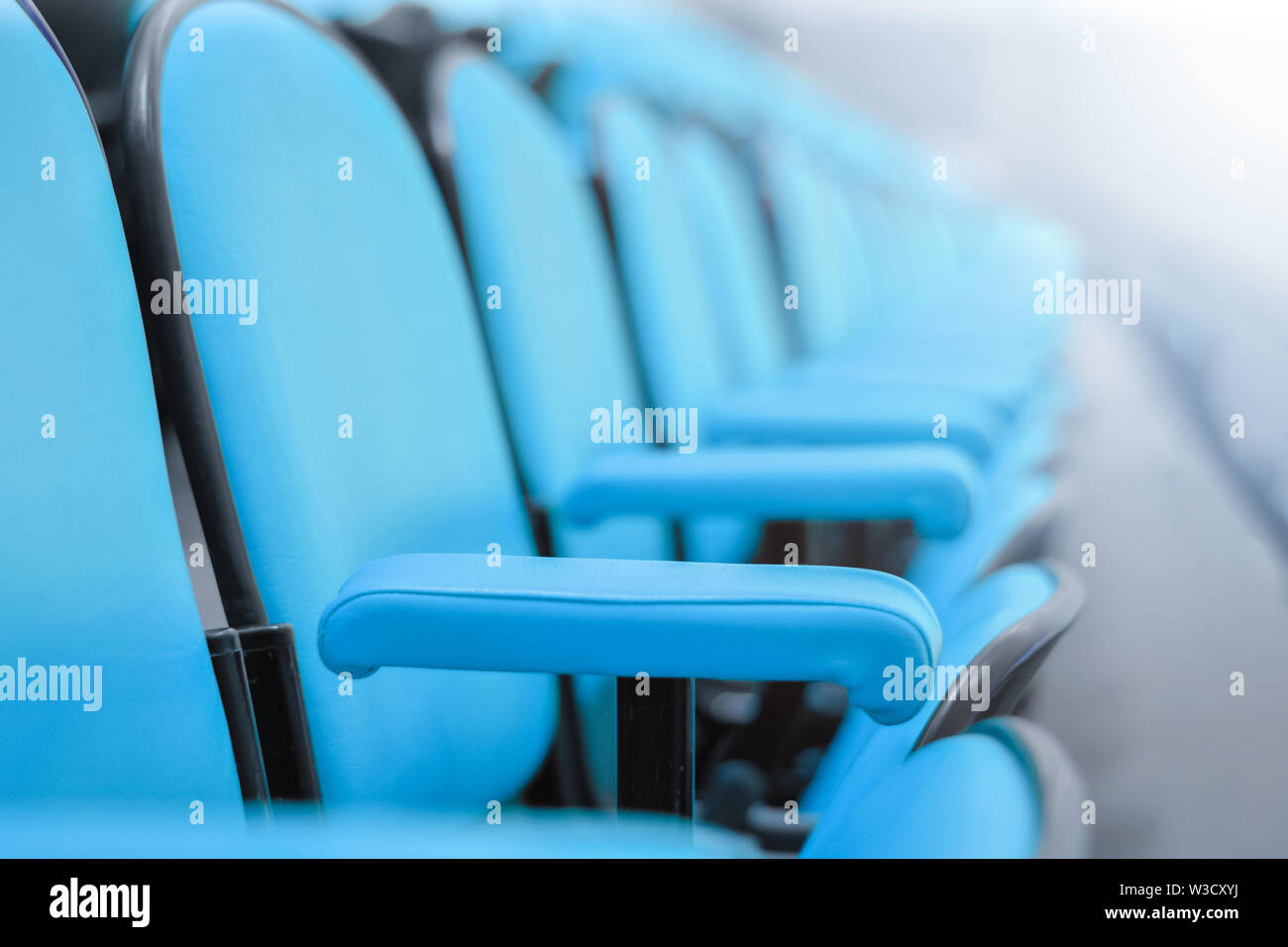 Close up Row of chairs in boardroom. seats in an empty conference room Stock Photo