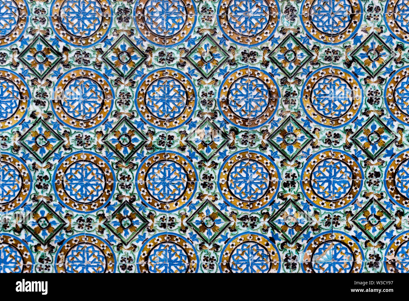 A classic and geometric example of Andalusian Spanish tiles Stock Photo
