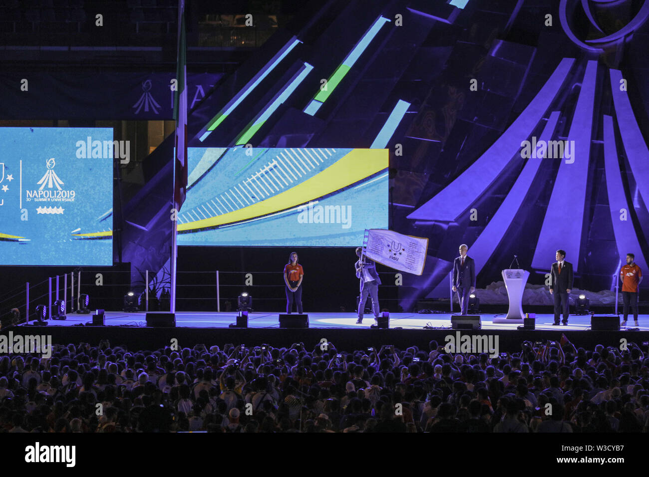Naples, campania. 14th July, 2019. Italy, July 14, 2019 at the San Paolo stadium in Naples had the closing ceremony for the games open to university students. Credit: Fabio Sasso/ZUMA Wire/Alamy Live News Stock Photo