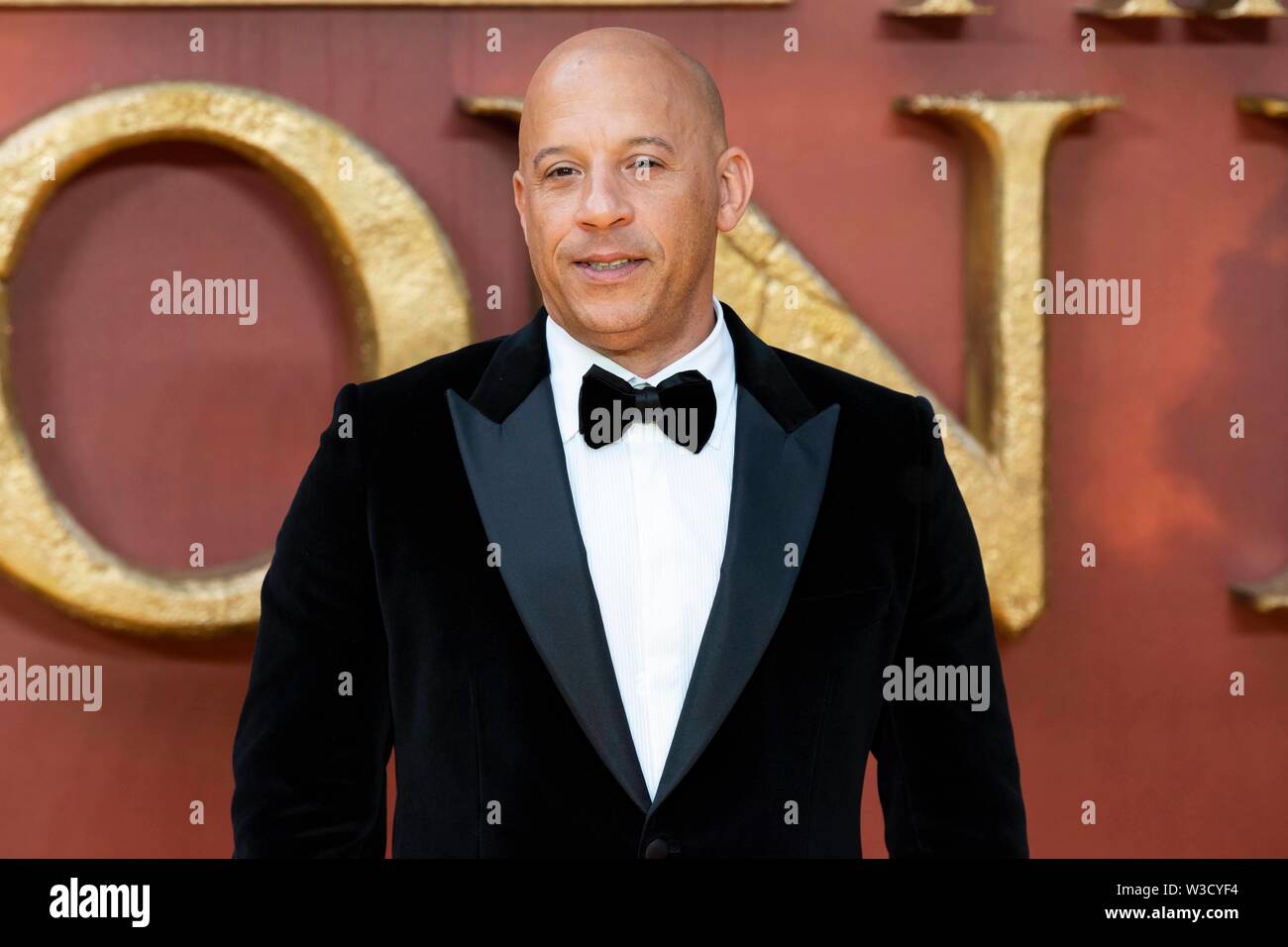 London, UK. 14th July 2019. Vin Diesel attends THE KING LION European Premiere at Leicester Square. London, UK. 14/07/2019 | usage worldwide Credit: dpa picture alliance/Alamy Live News Stock Photo