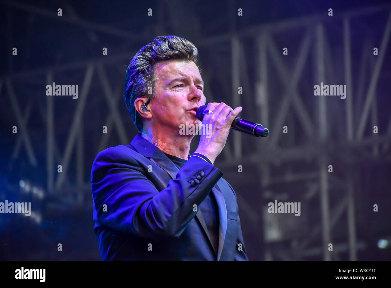 London, UK. 14th July 2019. Thousands screaming fans at Rick Astley, 80s icon returned performs at Kew the Music 2019 on 14 July 2019, London, UK. Credit: Picture Capital/Alamy Live News Stock Photo