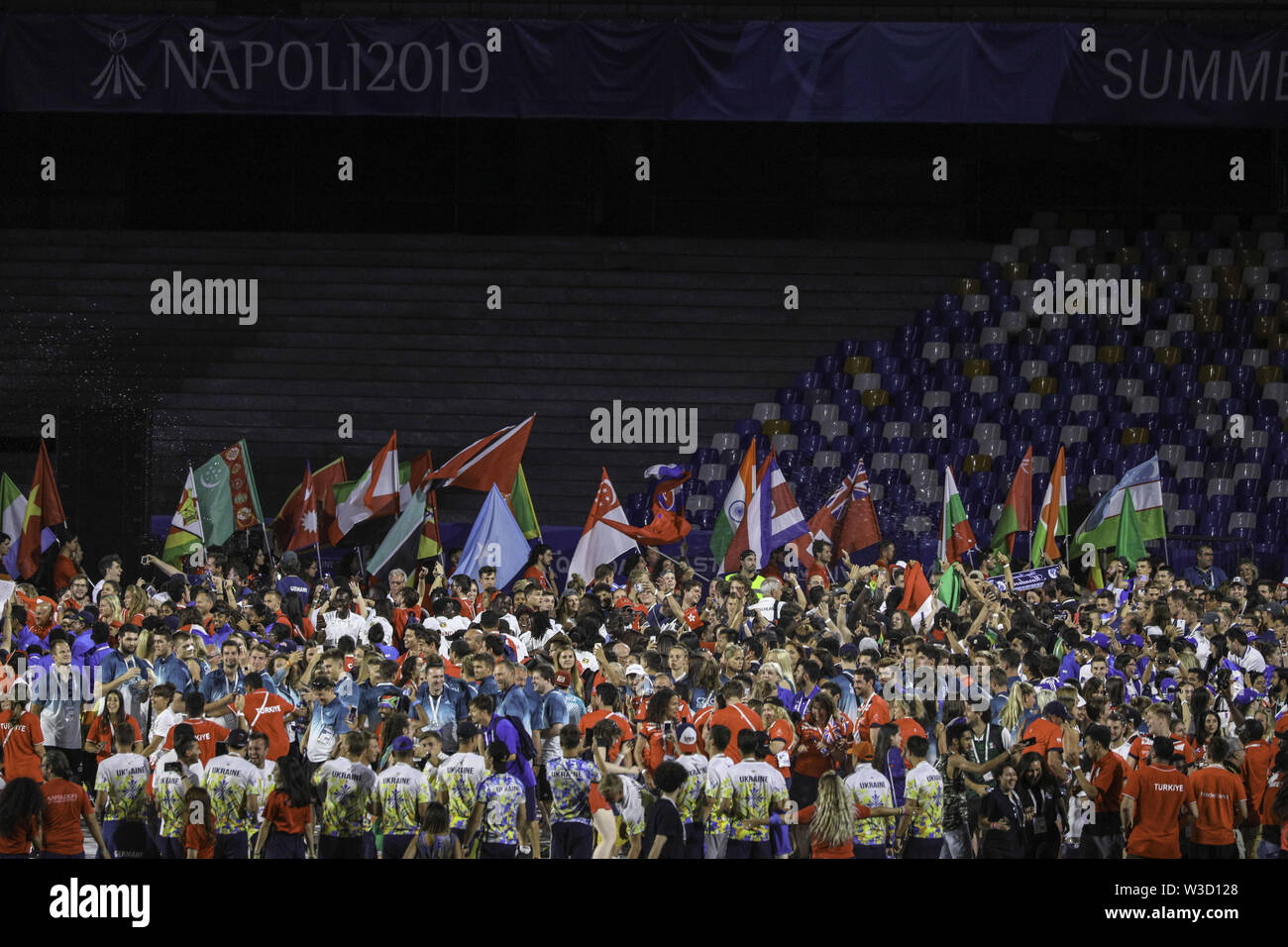 Naples, campania. 14th July, 2019. Italy, July 14, 2019 at the San Paolo stadium in Naples had the closing ceremony for the games open to university students. Credit: Fabio Sasso/ZUMA Wire/Alamy Live News Stock Photo