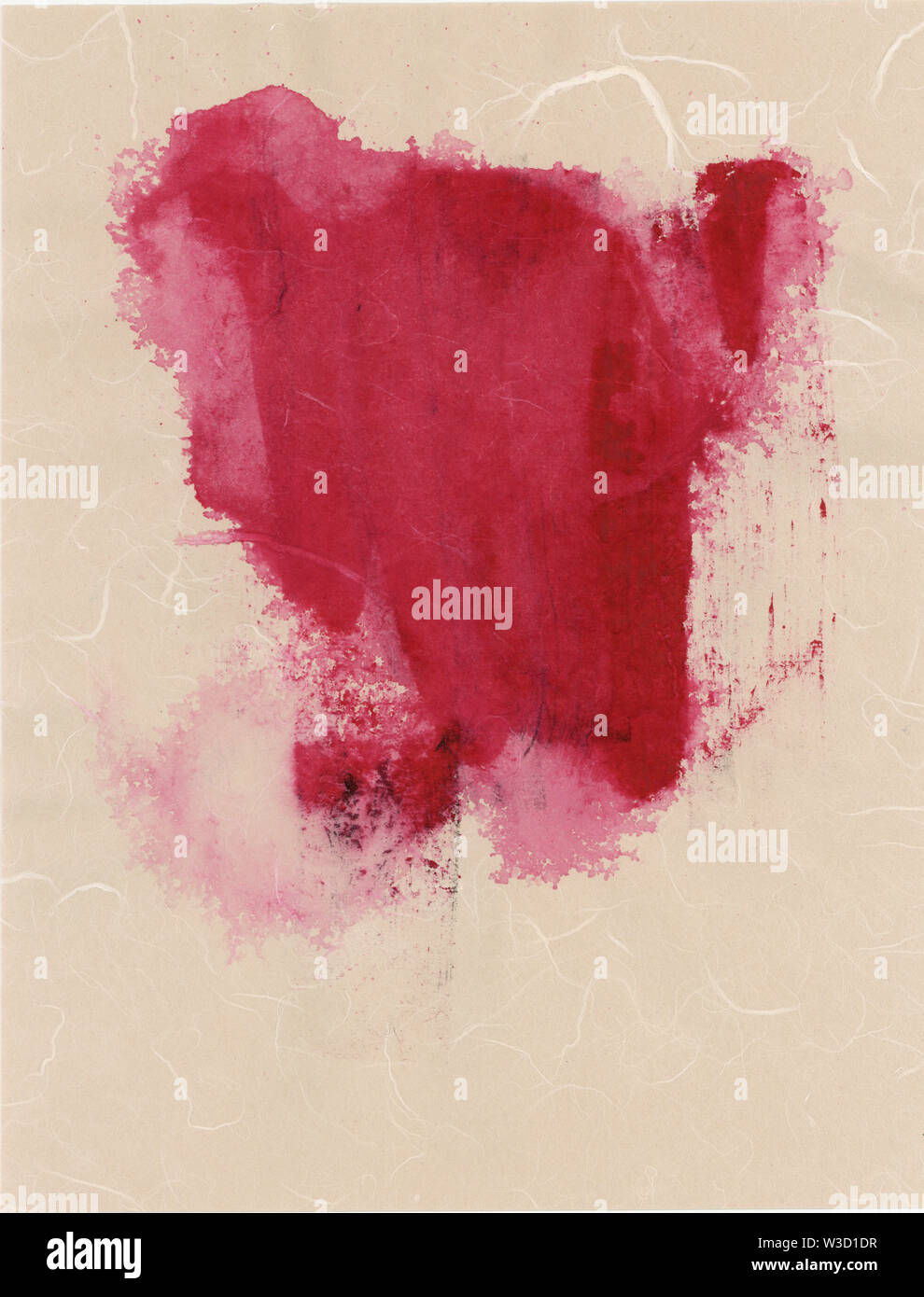 Abstract art color field painting with ink stains and painted blotches ...