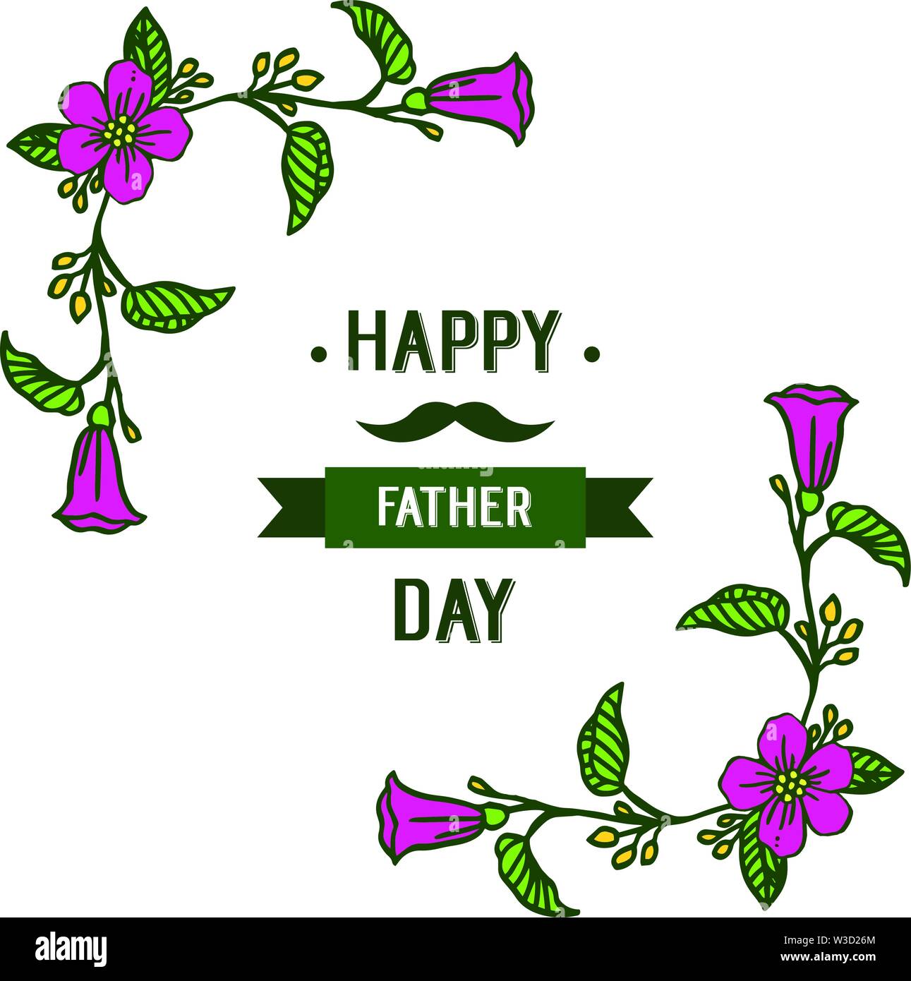 Card for happy father day, cute leaf floral frame. Vector illustration Stock Vector Image & Art