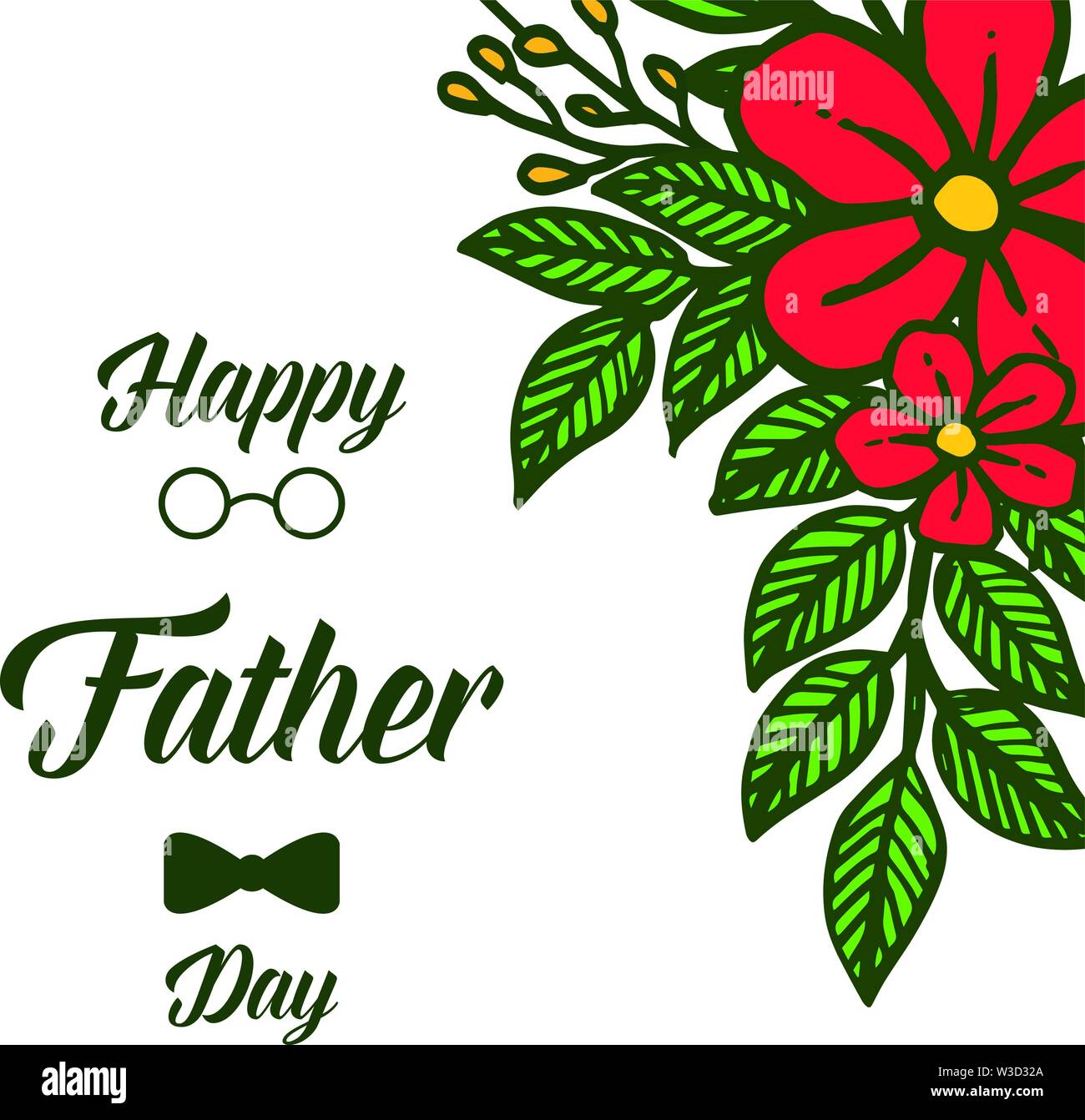 Template happy father day, bright red floral. Vector illustration Stock ...