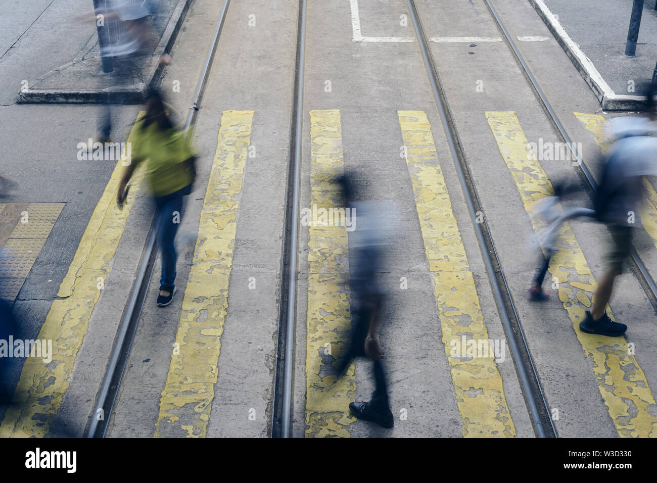 Pedestrian crossing at Busy City, Hong Kong Stock Photo