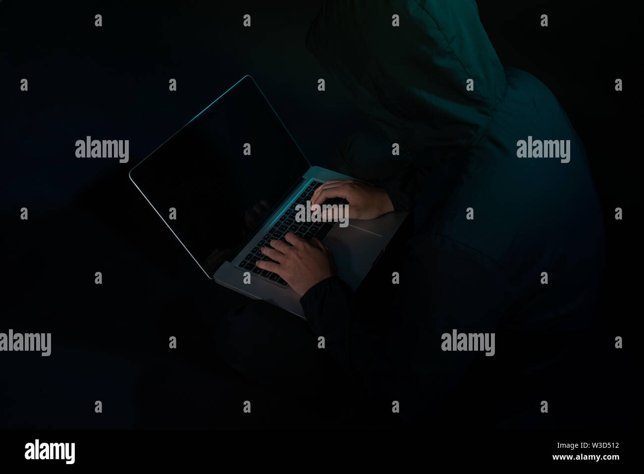 Hackers with computer data theft in the social world. Stock Photo