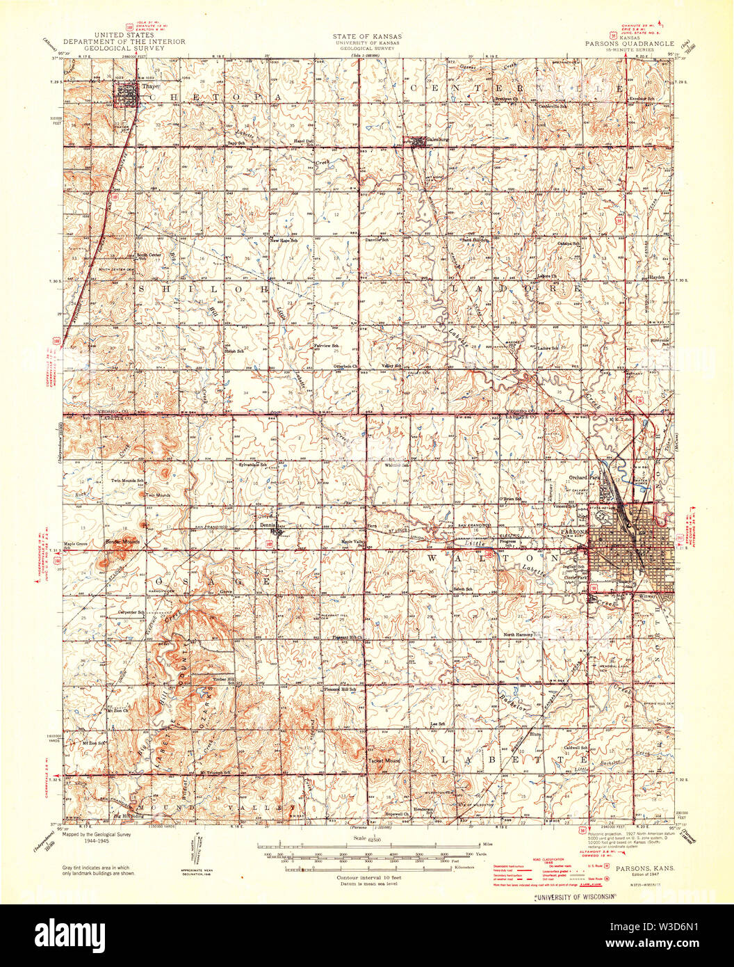 Map of parsons kansas hi-res stock photography and images - Alamy