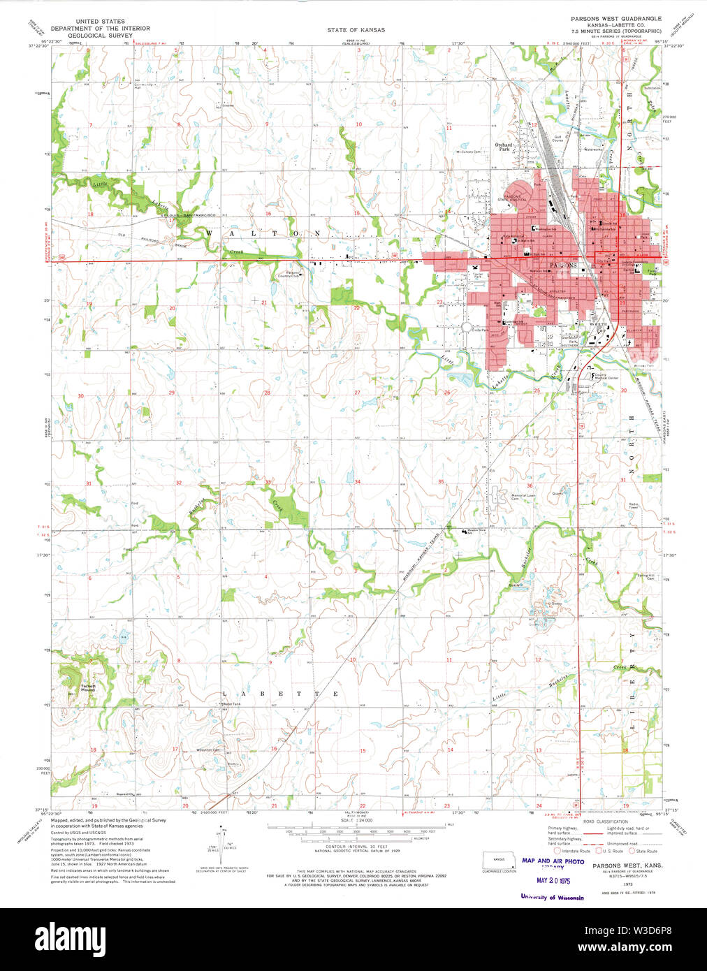 Parsons kansas map hi res stock photography and images alamy