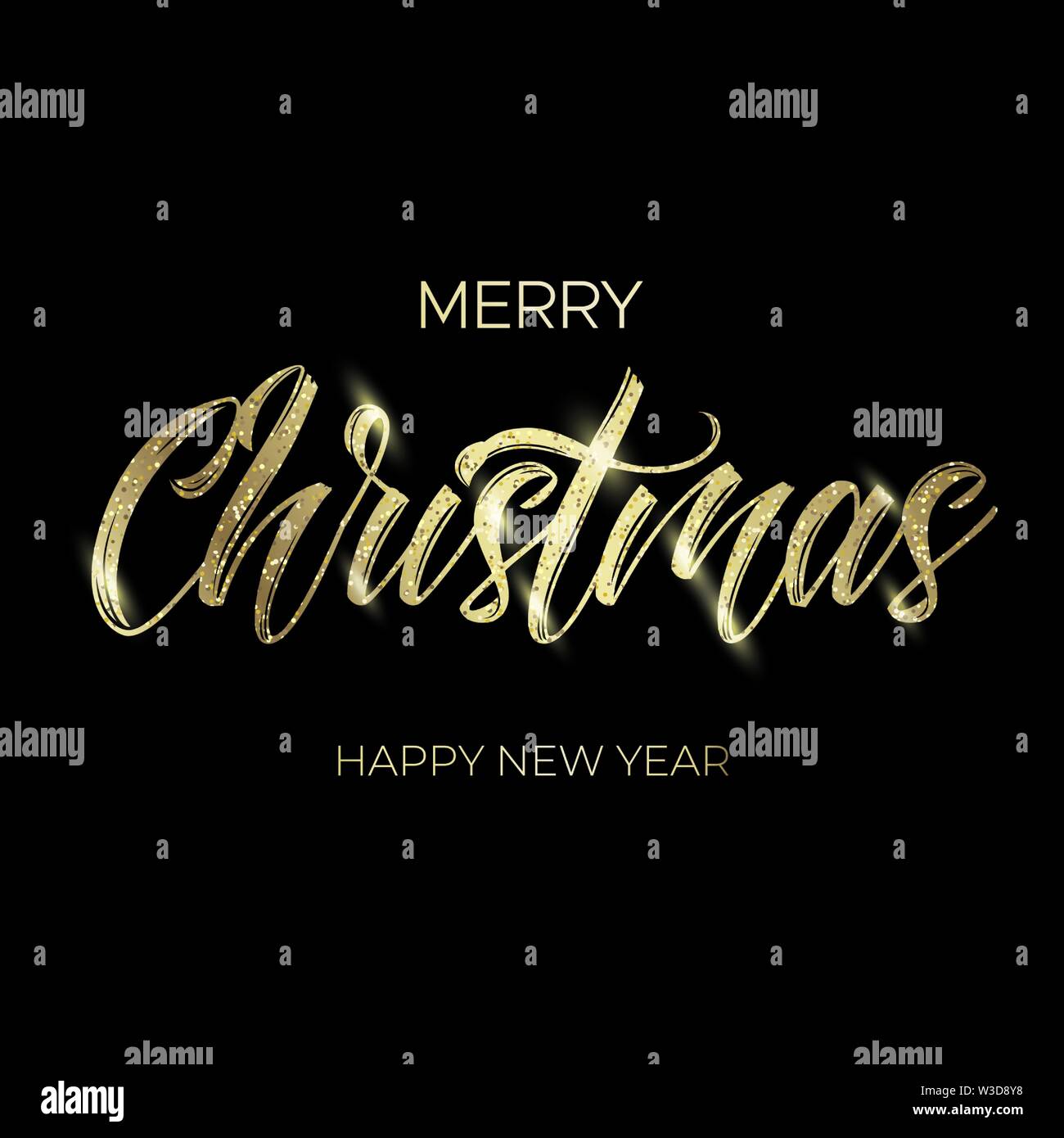 Golden text on black background. Merry Christmas Stock Vector Image ...