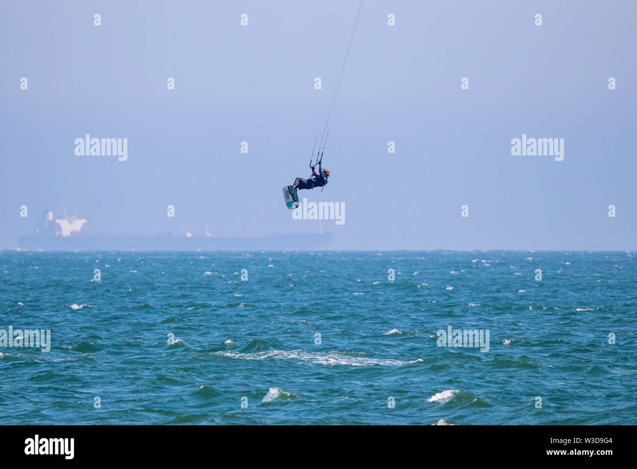 kitesurfing and kiteboarding in Long Beach california Stock Photo
