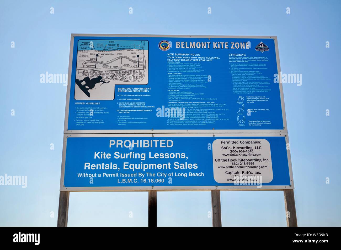 Belmont Kite Zone sign in Long Beach, Ca Stock Photo