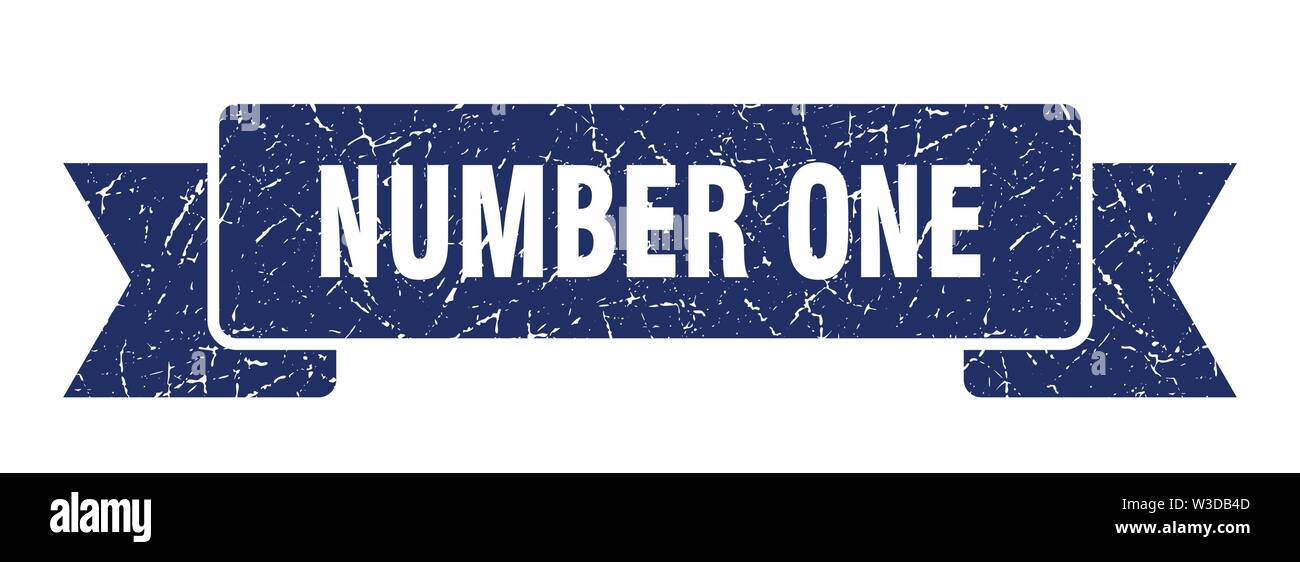 number one grunge ribbon. number one sign. number one banner Stock