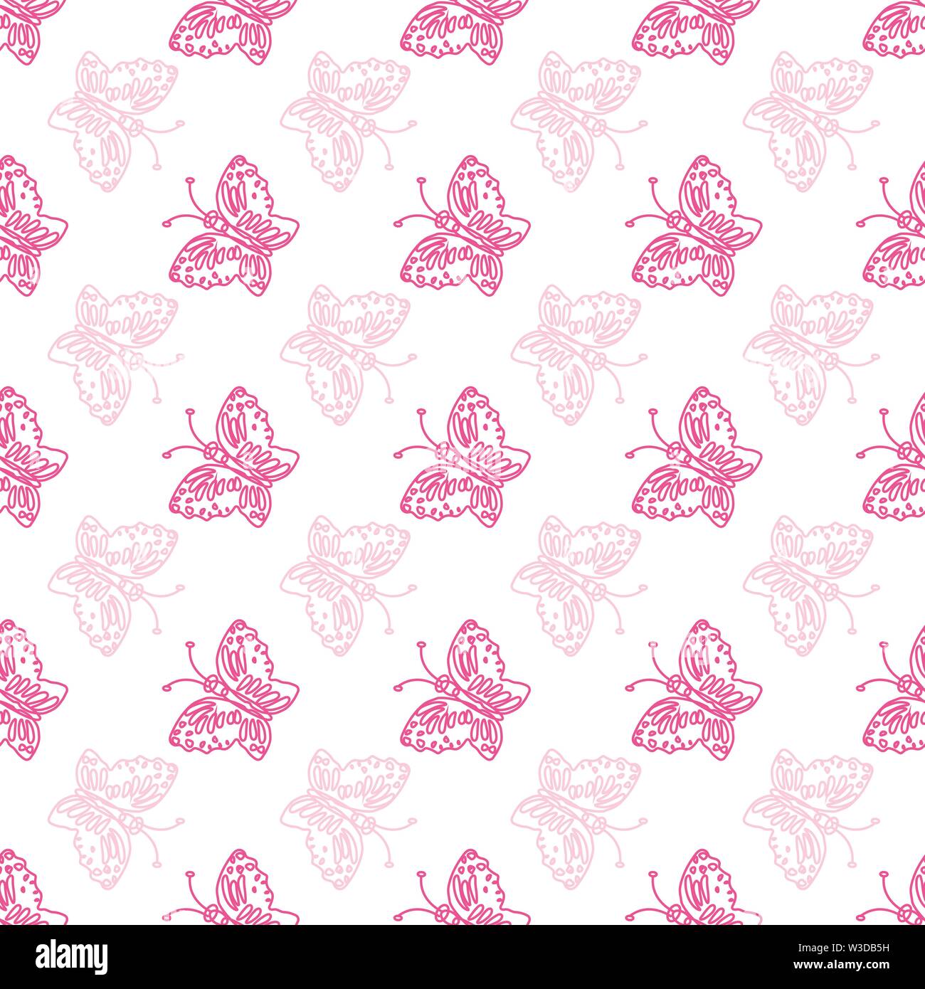 Cute hand drawn butterfly seamless pattern background Stock Vector ...