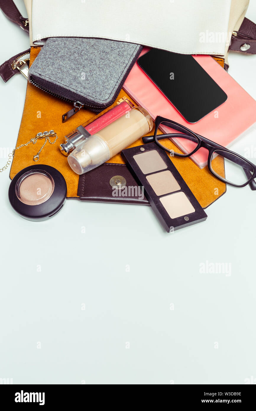 Woman's bag inside out Stock Photo Alamy
